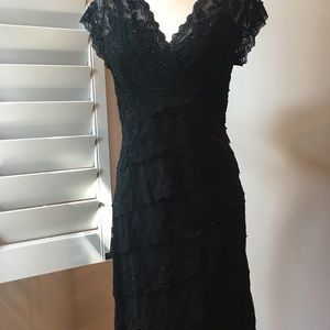 Elegant Black Lace & Beaded Cocktail Dress